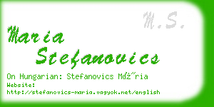 maria stefanovics business card